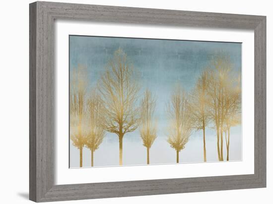 Gold Forest on Aqua-Kate Bennett-Framed Art Print