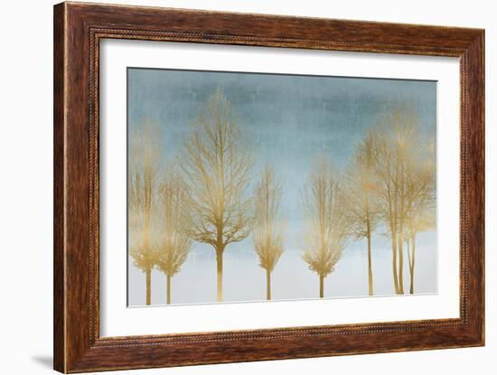 Gold Forest on Aqua-Kate Bennett-Framed Art Print