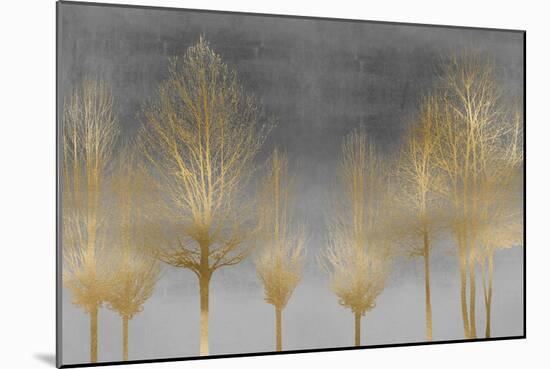 Gold Forest on Gray-Kate Bennett-Mounted Art Print