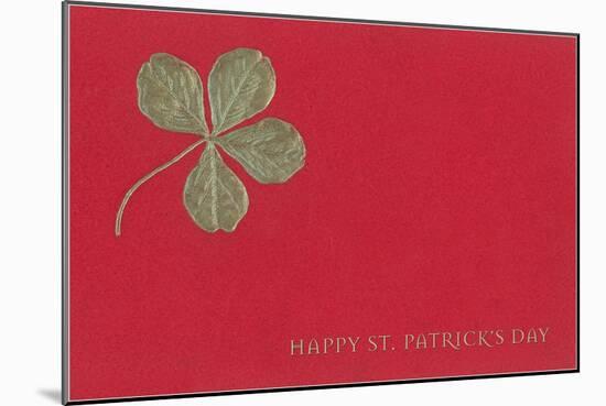 Gold Four-Leaf Clover on Red-null-Mounted Art Print