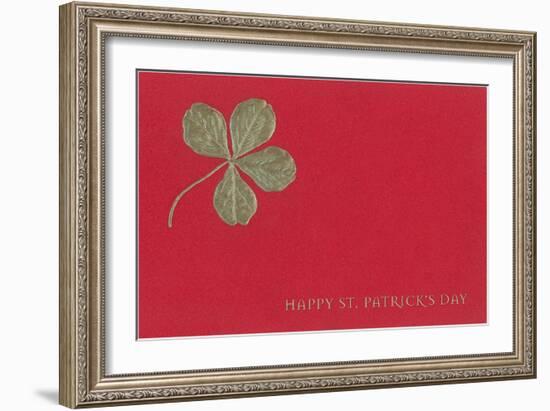 Gold Four-Leaf Clover on Red-null-Framed Premium Giclee Print