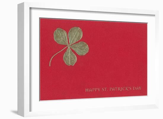 Gold Four-Leaf Clover on Red-null-Framed Premium Giclee Print