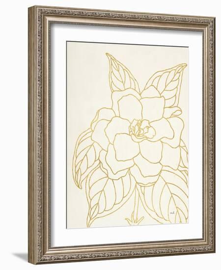 Gold Gardenia Line Drawing Crop-Moira Hershey-Framed Art Print