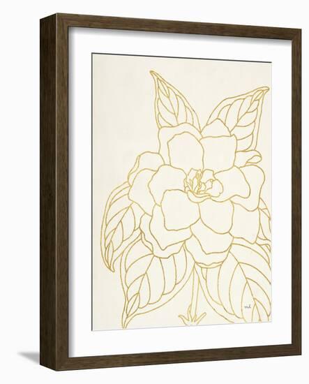 Gold Gardenia Line Drawing Crop-Moira Hershey-Framed Art Print