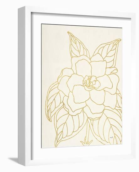 Gold Gardenia Line Drawing Crop-Moira Hershey-Framed Art Print