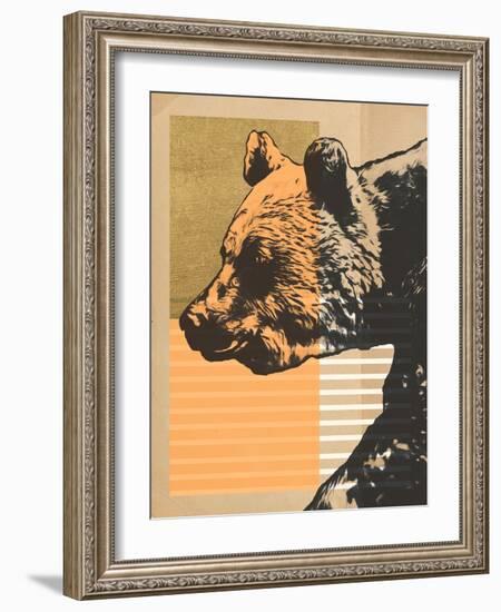 Gold Geometric Bear I-Alonzo Saunders-Framed Art Print