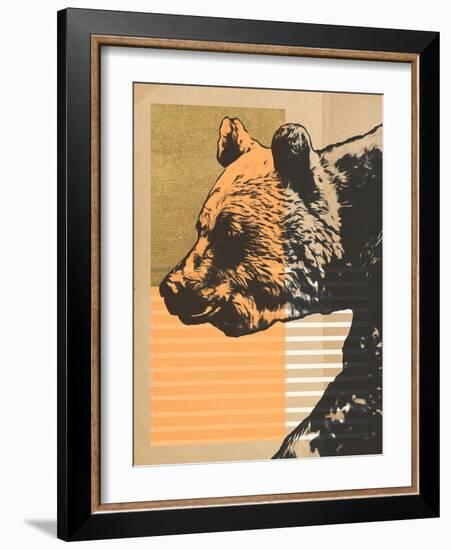 Gold Geometric Bear I-Alonzo Saunders-Framed Art Print