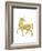 Gold Glitter Unicorn-Peach & Gold-Framed Art Print