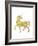 Gold Glitter Unicorn-Peach & Gold-Framed Art Print