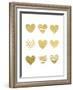 Gold Hearts-Peach & Gold-Framed Art Print