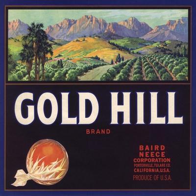Porterville California Gold Hill Orange Citrus Fruit Crate Label Art Print
