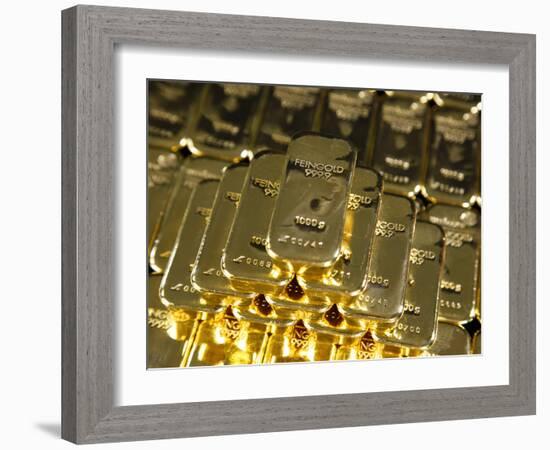 Gold Ingots, Frankfurt, Germany, Europe-Hans Peter Merten-Framed Photographic Print