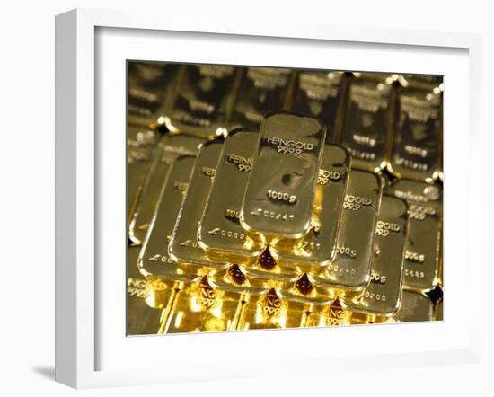 Gold Ingots, Frankfurt, Germany, Europe-Hans Peter Merten-Framed Photographic Print