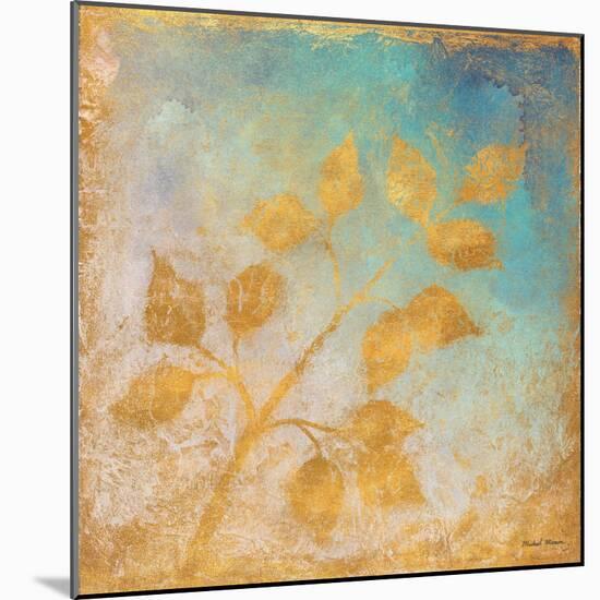Gold Leaves on Blues I-Michael Marcon-Mounted Art Print