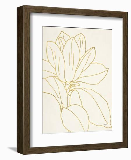 Gold Magnolia Line Drawing v2 Crop-Moira Hershey-Framed Art Print