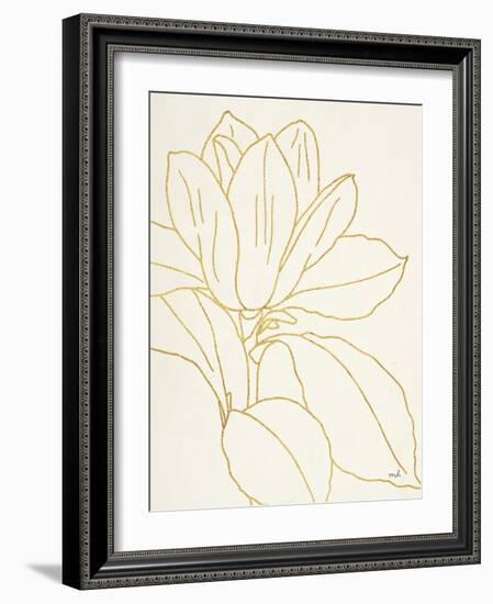 Gold Magnolia Line Drawing v2 Crop-Moira Hershey-Framed Art Print