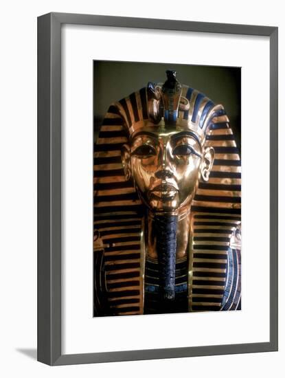 Gold mask of Tutankhamun on his mummy-case. Artist: Unknown-Unknown-Framed Giclee Print