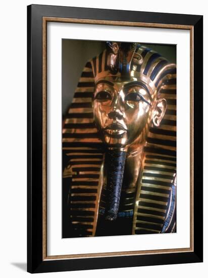 Gold mask of Tutankhamun on his mummy-case. Artist: Unknown-Unknown-Framed Giclee Print