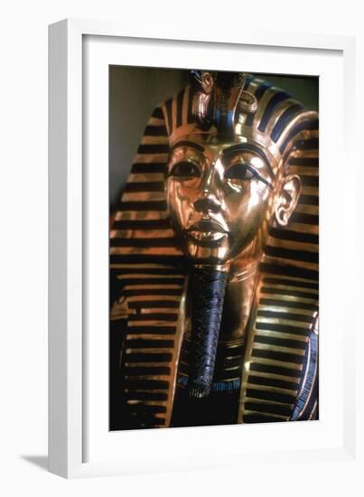 Gold mask of Tutankhamun on his mummy-case. Artist: Unknown-Unknown-Framed Giclee Print