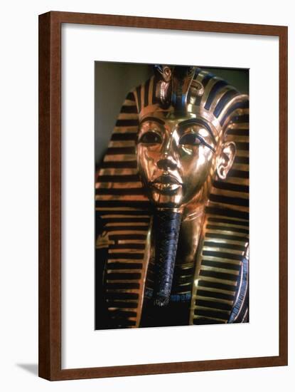 Gold mask of Tutankhamun on his mummy-case. Artist: Unknown-Unknown-Framed Giclee Print