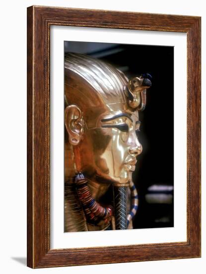 Gold mask of Tutankhamun on the second coffin. Artist: Unknown-Unknown-Framed Giclee Print