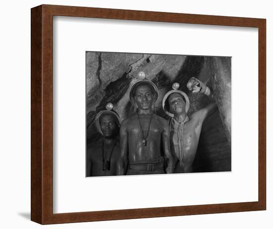 Gold Miners in Robinson Deep Diamond Mine Tunnel, Johannesburg, South Africa, 1950-Margaret Bourke-White-Framed Photographic Print