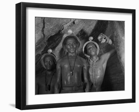 Gold Miners in Robinson Deep Diamond Mine Tunnel, Johannesburg, South Africa, 1950-Margaret Bourke-White-Framed Photographic Print