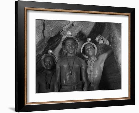 Gold Miners in Robinson Deep Diamond Mine Tunnel, Johannesburg, South Africa, 1950-Margaret Bourke-White-Framed Photographic Print