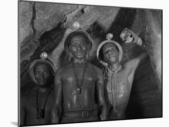 Gold Miners in Robinson Deep Diamond Mine Tunnel, Johannesburg, South Africa, 1950-Margaret Bourke-White-Mounted Photographic Print