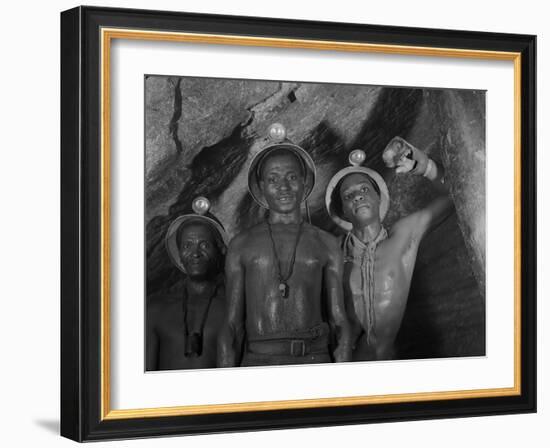 Gold Miners in Robinson Deep Diamond Mine Tunnel, Johannesburg, South Africa, 1950-Margaret Bourke-White-Framed Photographic Print