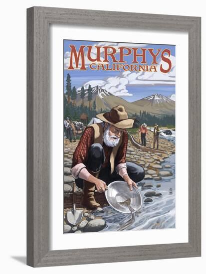 Gold Miners - Murphys, California-Lantern Press-Framed Art Print