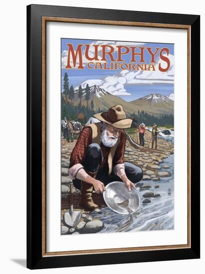 Gold Miners - Murphys, California-Lantern Press-Framed Art Print