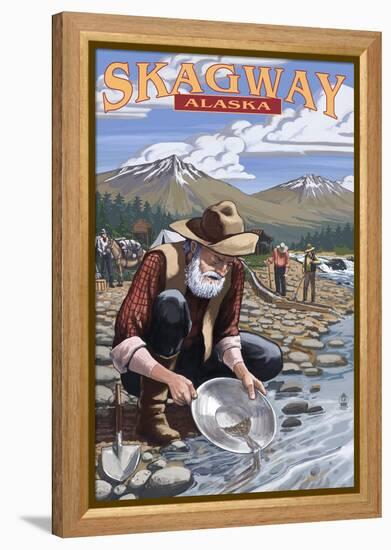 Gold Miners - Skagway, Alaska-Lantern Press-Framed Stretched Canvas
