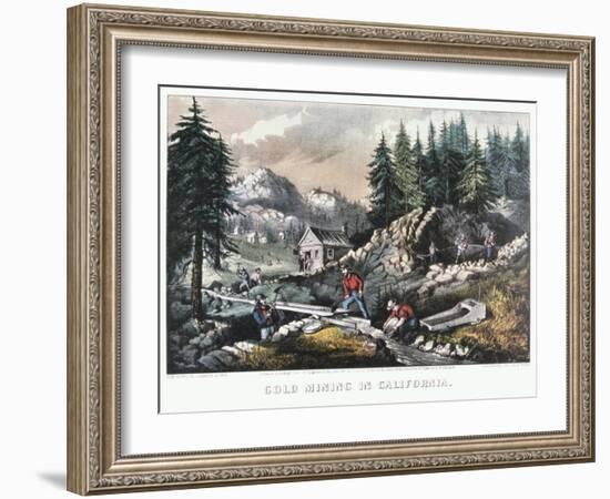 Gold Mining in California, 1849-Currier & Ives-Framed Giclee Print