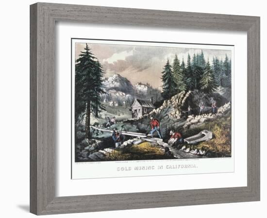 Gold Mining in California, 1849-Currier & Ives-Framed Giclee Print