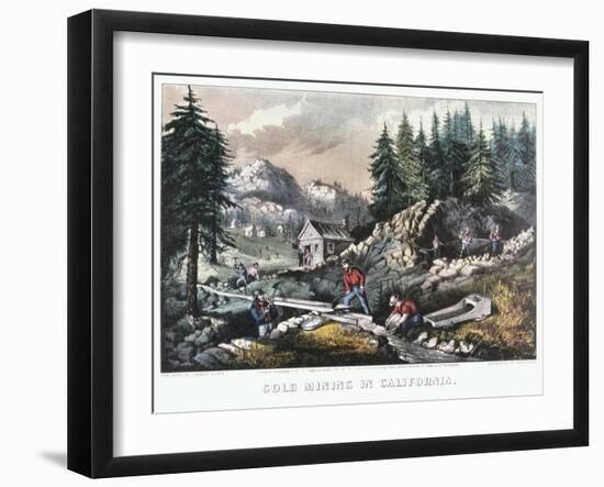 Gold Mining in California, 1849-Currier & Ives-Framed Giclee Print