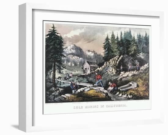 Gold Mining in California, 1849-Currier & Ives-Framed Giclee Print