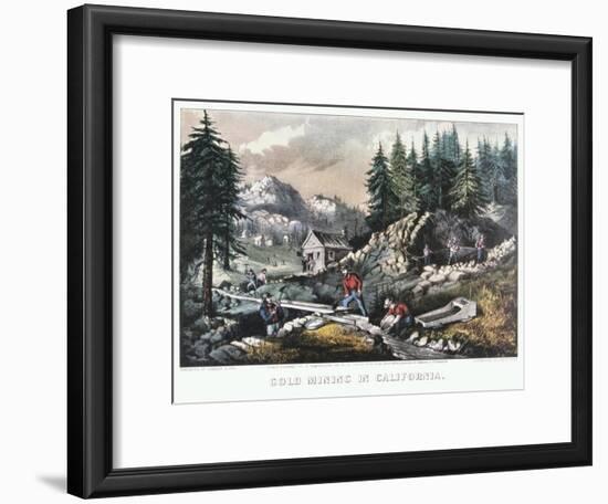 Gold Mining in California, 1849-Currier & Ives-Framed Giclee Print