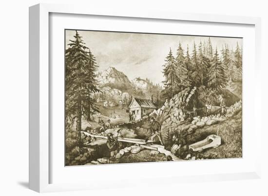 Gold Mining in California-Currier & Ives-Framed Giclee Print