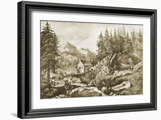 Gold Mining in California-Currier & Ives-Framed Giclee Print