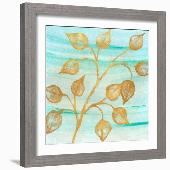 Gold Moment of Nature on Teal I-Michael Marcon-Framed Art Print