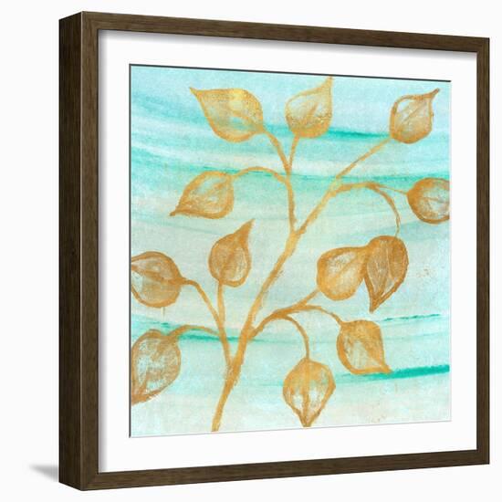 Gold Moment of Nature on Teal I-Michael Marcon-Framed Art Print