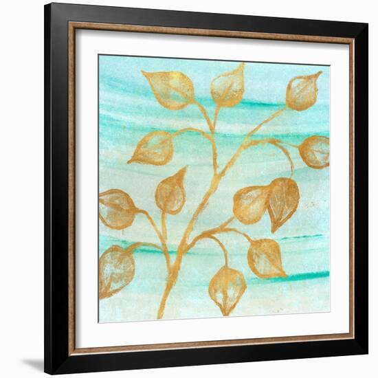 Gold Moment of Nature on Teal I-Michael Marcon-Framed Art Print