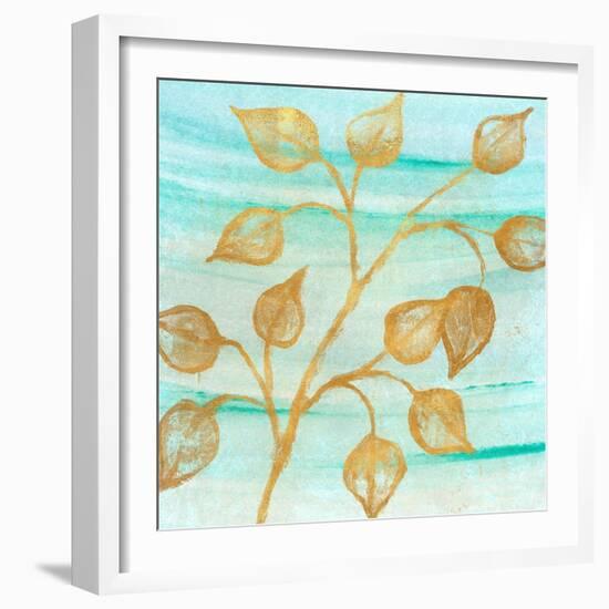 Gold Moment of Nature on Teal I-Michael Marcon-Framed Art Print