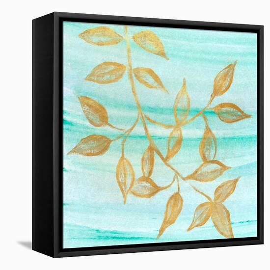Gold Moment of Nature on Teal II-Michael Marcon-Framed Stretched Canvas