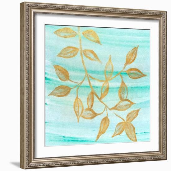 Gold Moment of Nature on Teal II-Michael Marcon-Framed Art Print