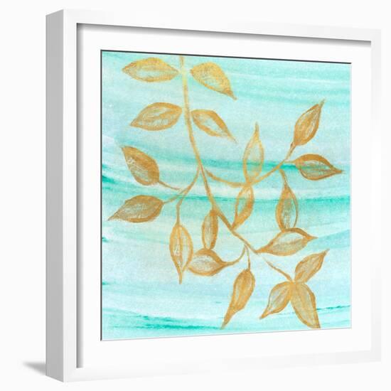 Gold Moment of Nature on Teal II-Michael Marcon-Framed Art Print