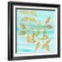 Gold Moment of Nature on Teal II-Michael Marcon-Framed Art Print