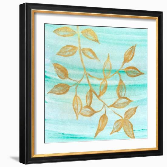 Gold Moment of Nature on Teal II-Michael Marcon-Framed Art Print