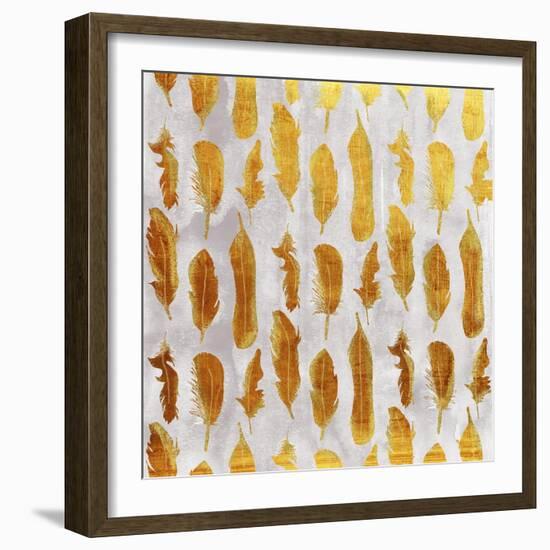 Gold Ombre Watercolor Feathers-Tina Lavoie-Framed Giclee Print